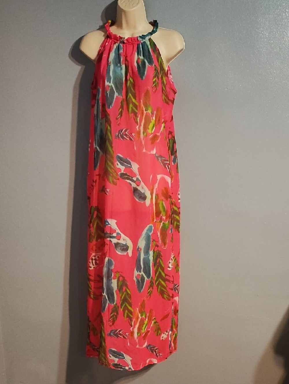 Tropical Pink Halter Maxi Dress - Picture 4 of 17